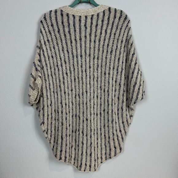 Free People Beige Navy Cocoon Striped Oversized Cardigan Sweater XS - Picture 4 of 7
